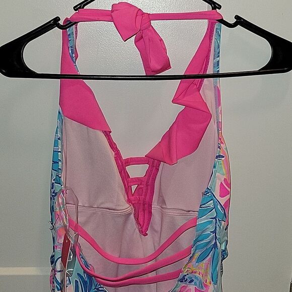 NWT Lilly Pulitzer Nara Tankini Top Size 6 Seaglass Aqua Rainforest retreat - Picture 5 of 10